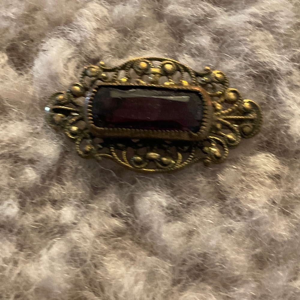 Antique Gold and Purple Brooch